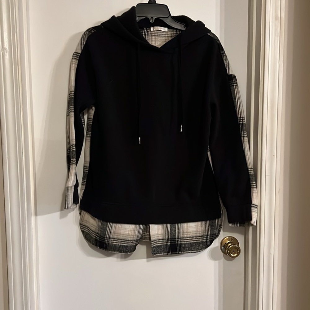 KIRUNDO Plaid Hooded Women's Top
